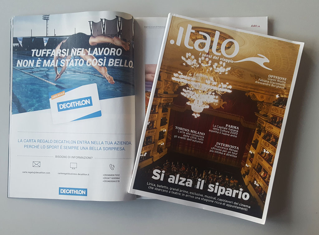 Europe Media pubblicità sul magazine di bordo treno Italo