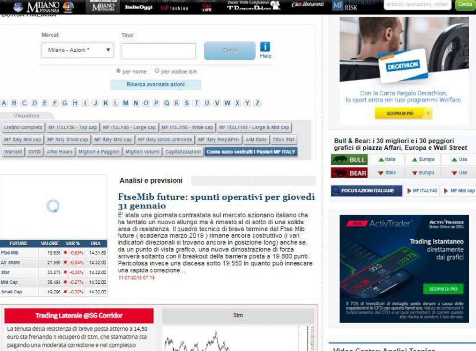 Excentriek Fictief Werkloos Campagna Pubblicitaria Web su Milano Finanza per Decathlon Italia - Europe  Media
