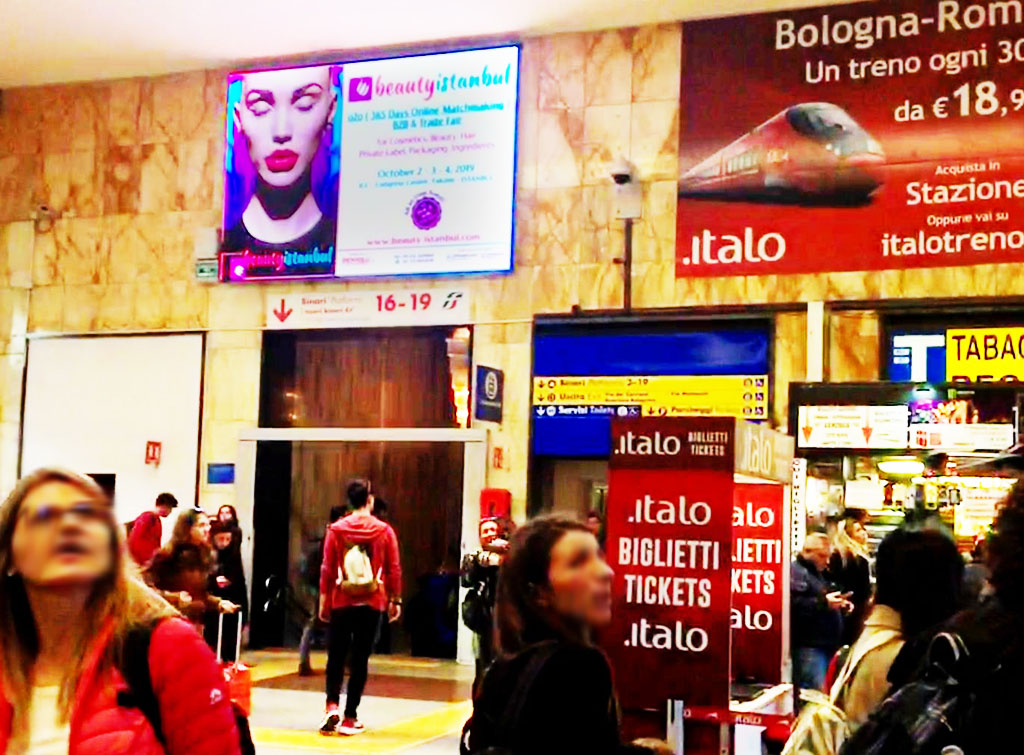 Europemedia pubblicità circuito grandi stazioni per fiera internazionale Beauty Instanbul