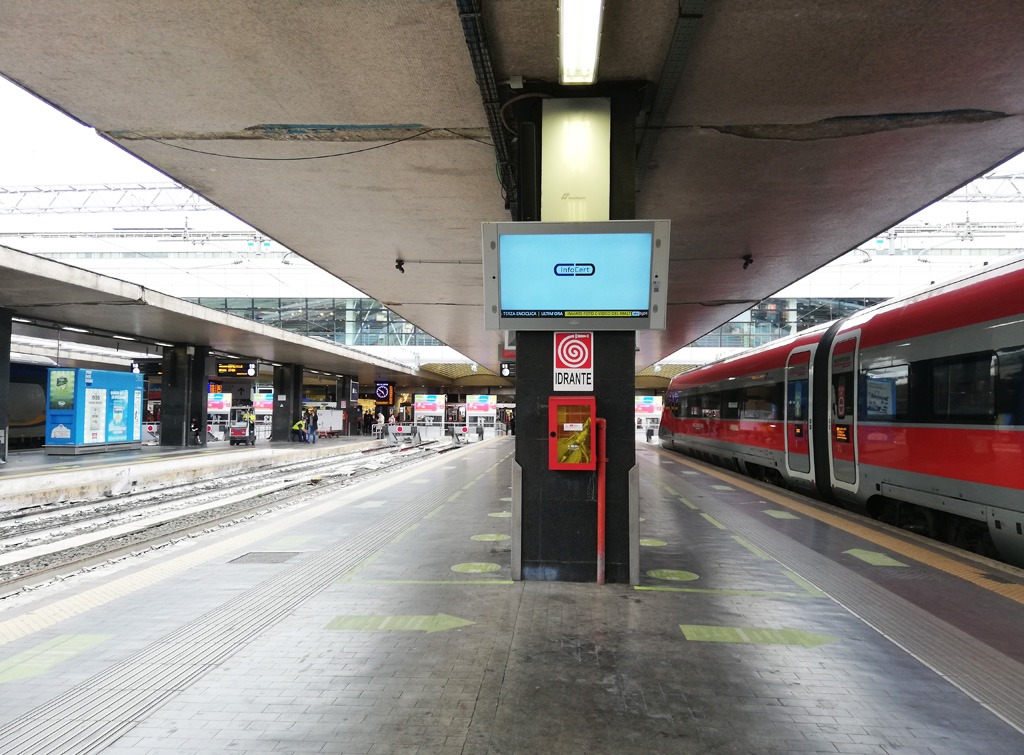 Europe Media Impianti Pubblicitari GOTV nelle Grandi Stazioni Ferroviarie Roma