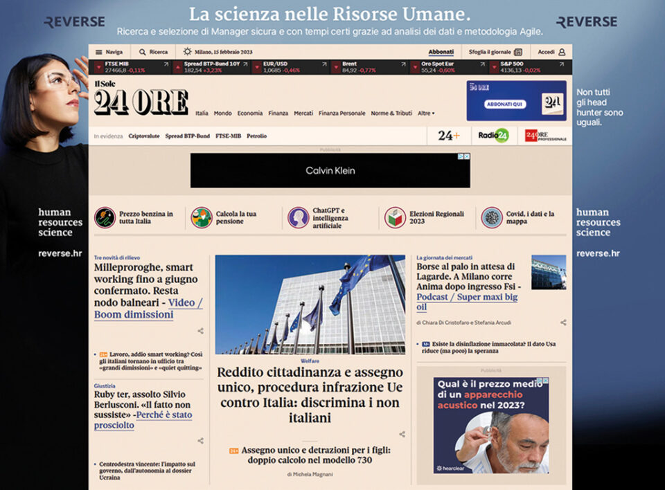 Reverse on air sulle pagine web del Il sole 24 ore la nuova campagna ...