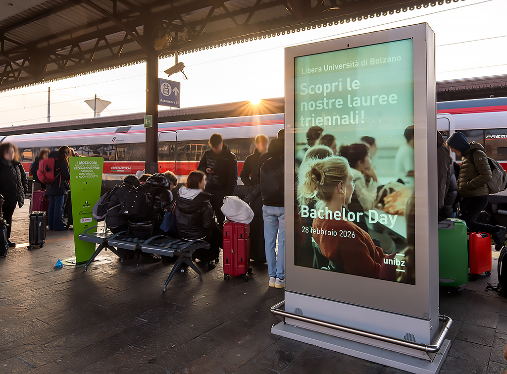 Europe Media campagna promozionale Università Bolzano Stazione Verona Porta Nuova